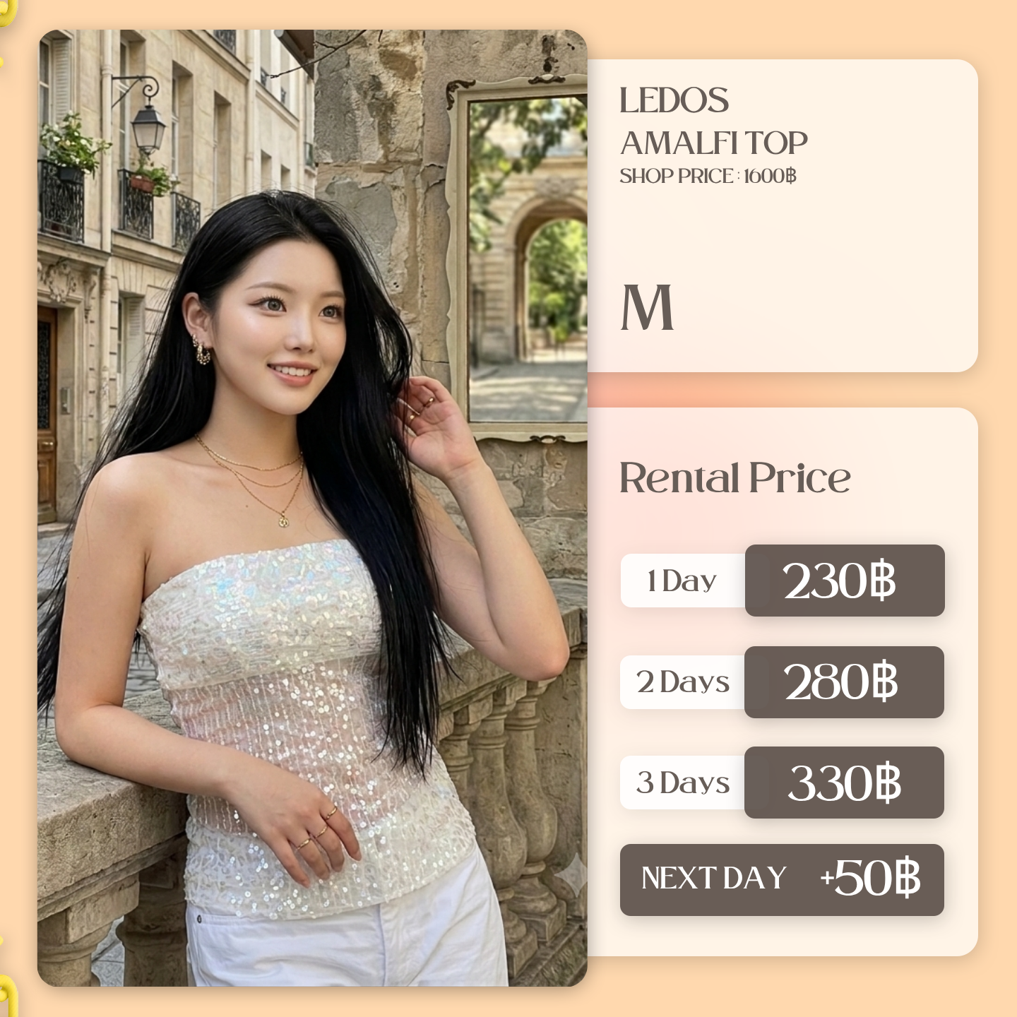 เช่าชุด Amalfi top แบรนด์ Ledos สีครีม