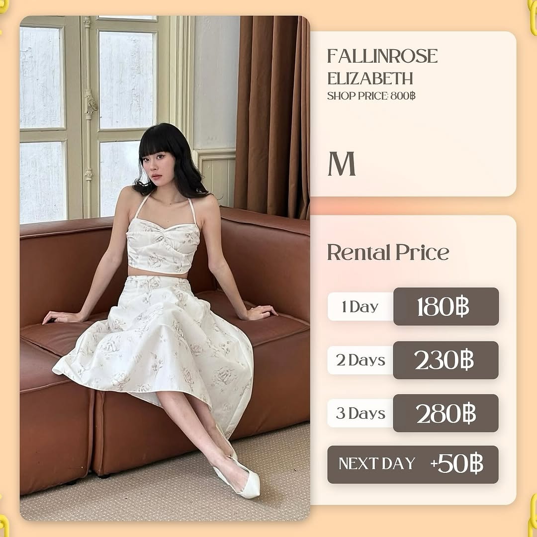 เช่าชุด Elizabath แบรนด์ fallinroseofficia สีขาว