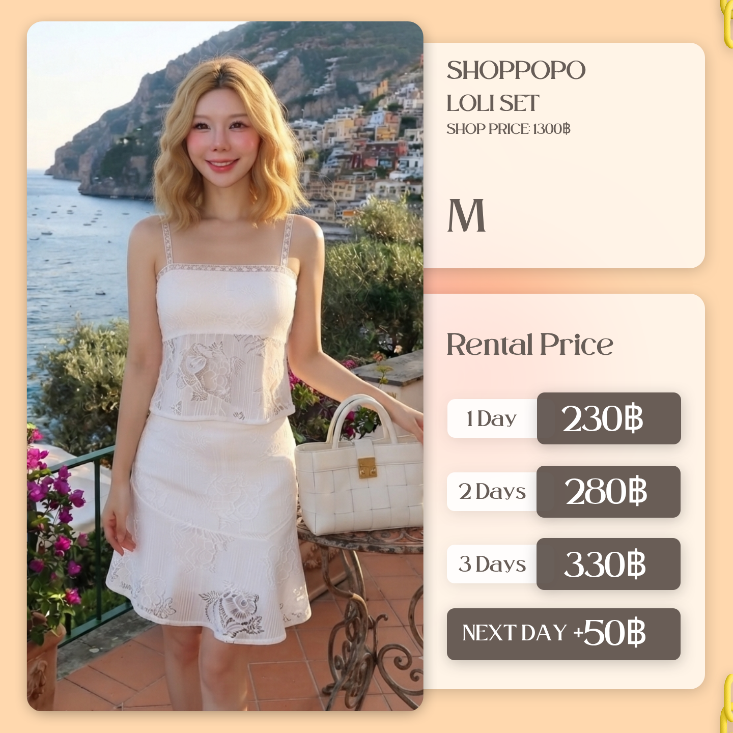 เช่าชุด Loli set แบรนด์ Shoppopo สีขาว