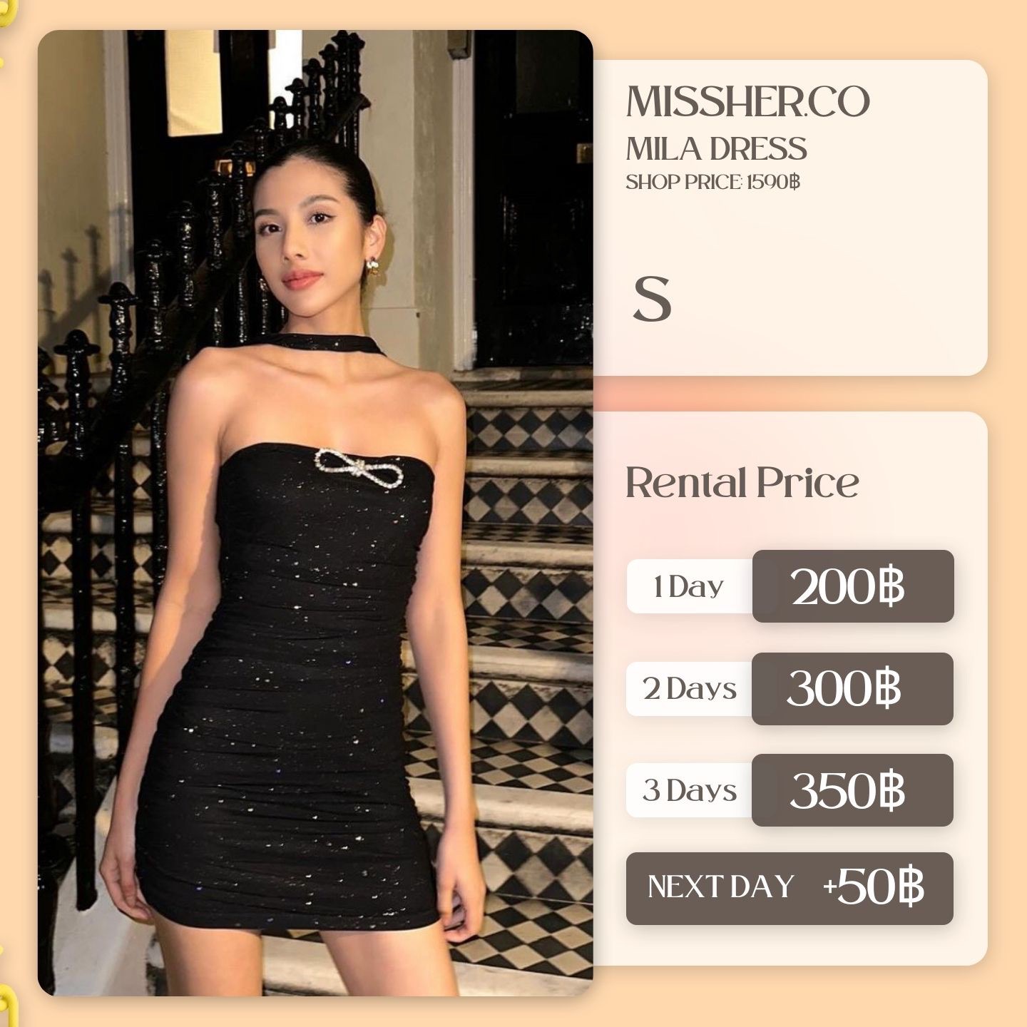 เช่าชุด Mila dress แบรนด์ Missher.co สีดำ