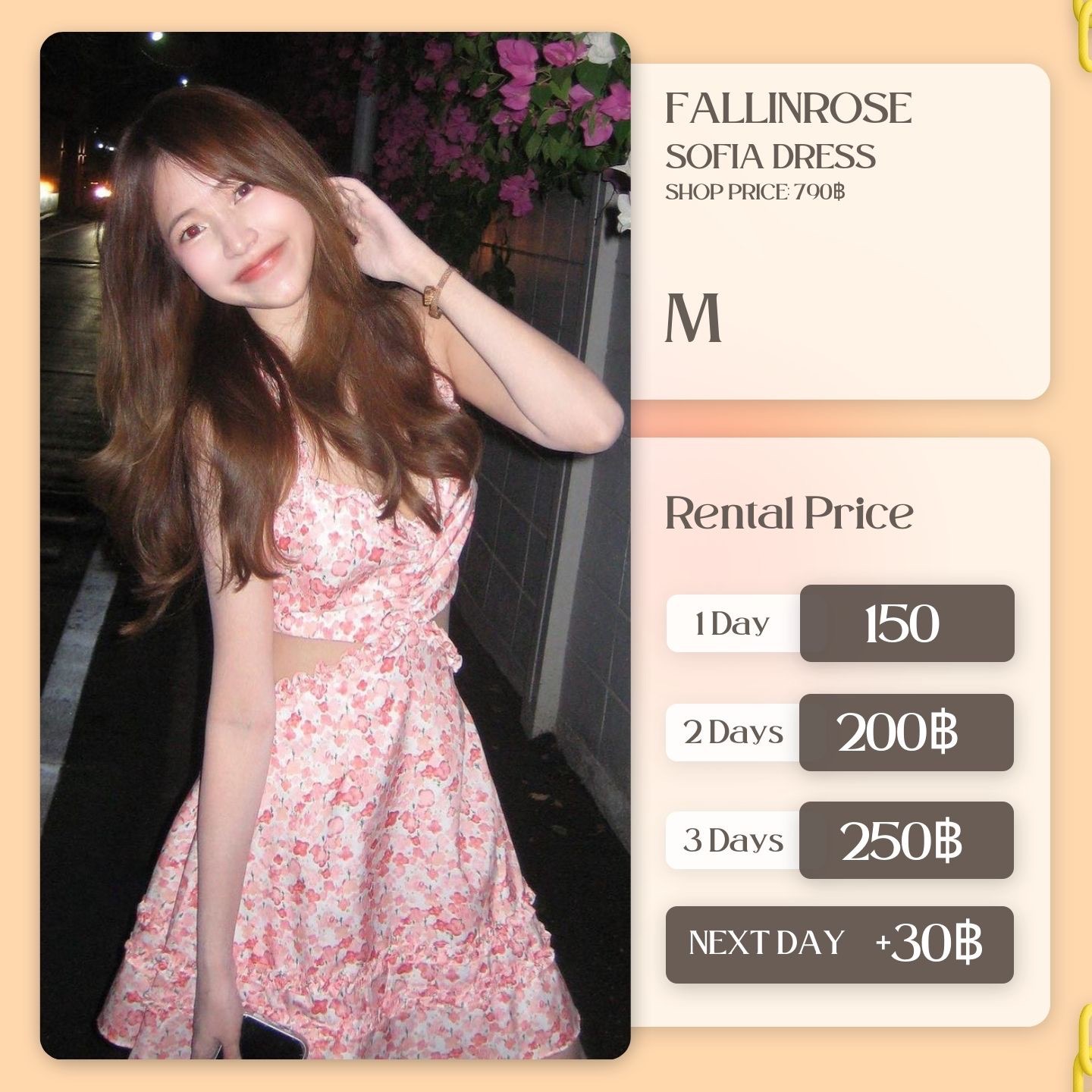 เช่าชุด Sofia dress แบรนด์ Fallinrose สีชมพู
