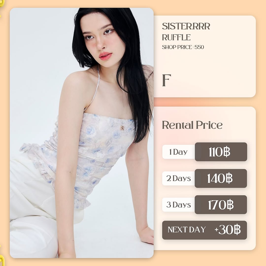 เช่าชุด Ruffle แบรนด์ Sister.rrr สีฟ้าสกัด