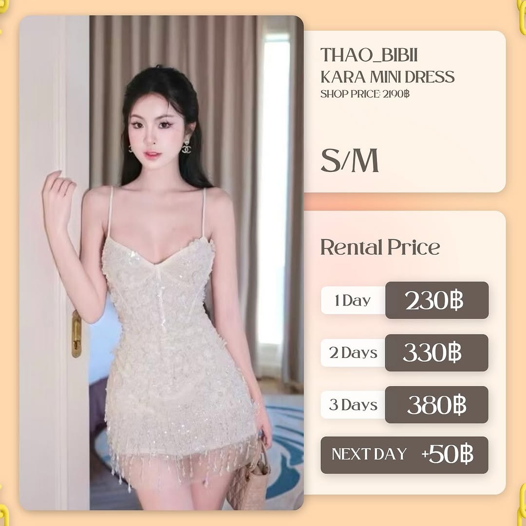 เช่าชุด Kara mini dress แบรนด์ Thao_bibi สีครีม