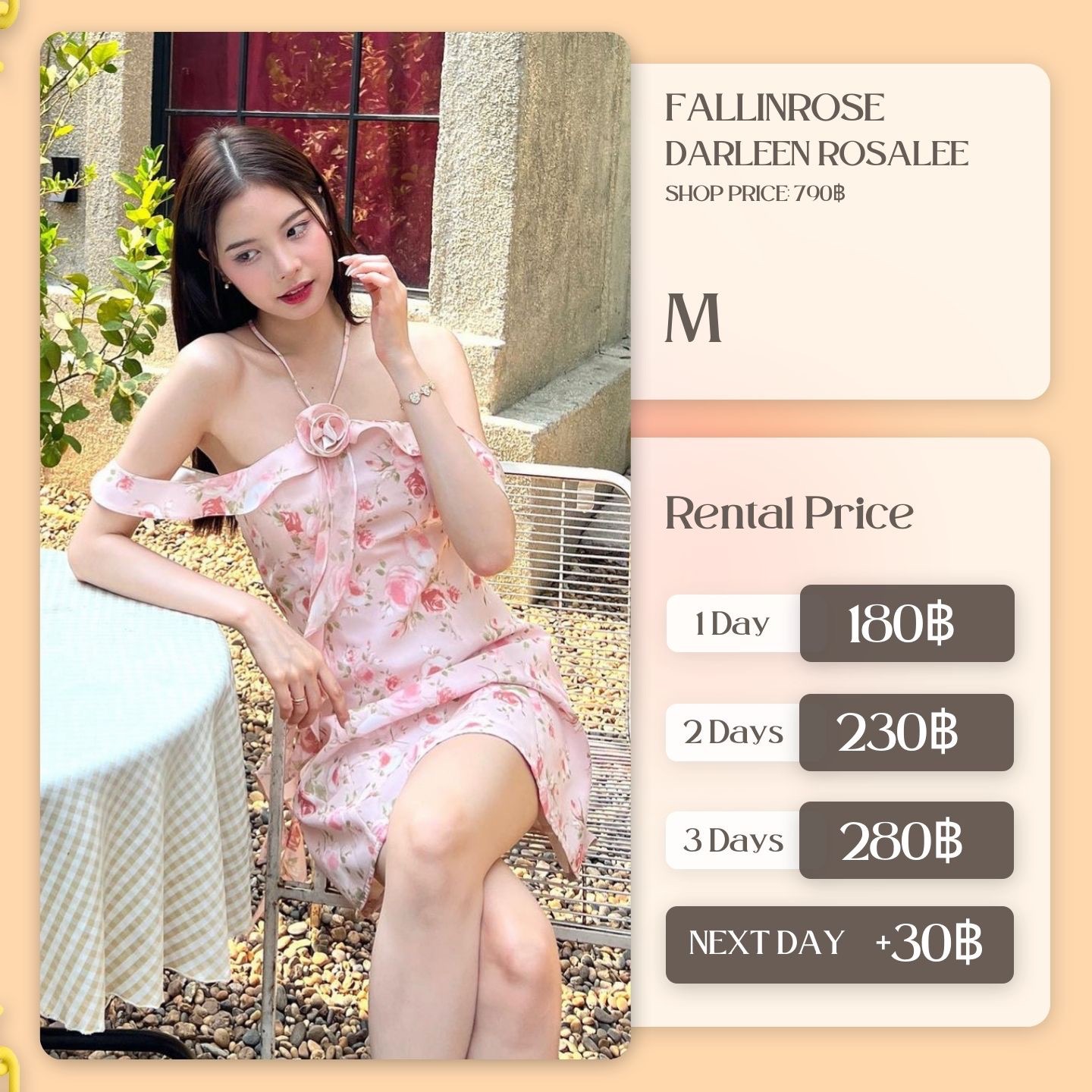เช่าชุด Darleen Rosalee แบรนด์ Fallinrose สีชมพู