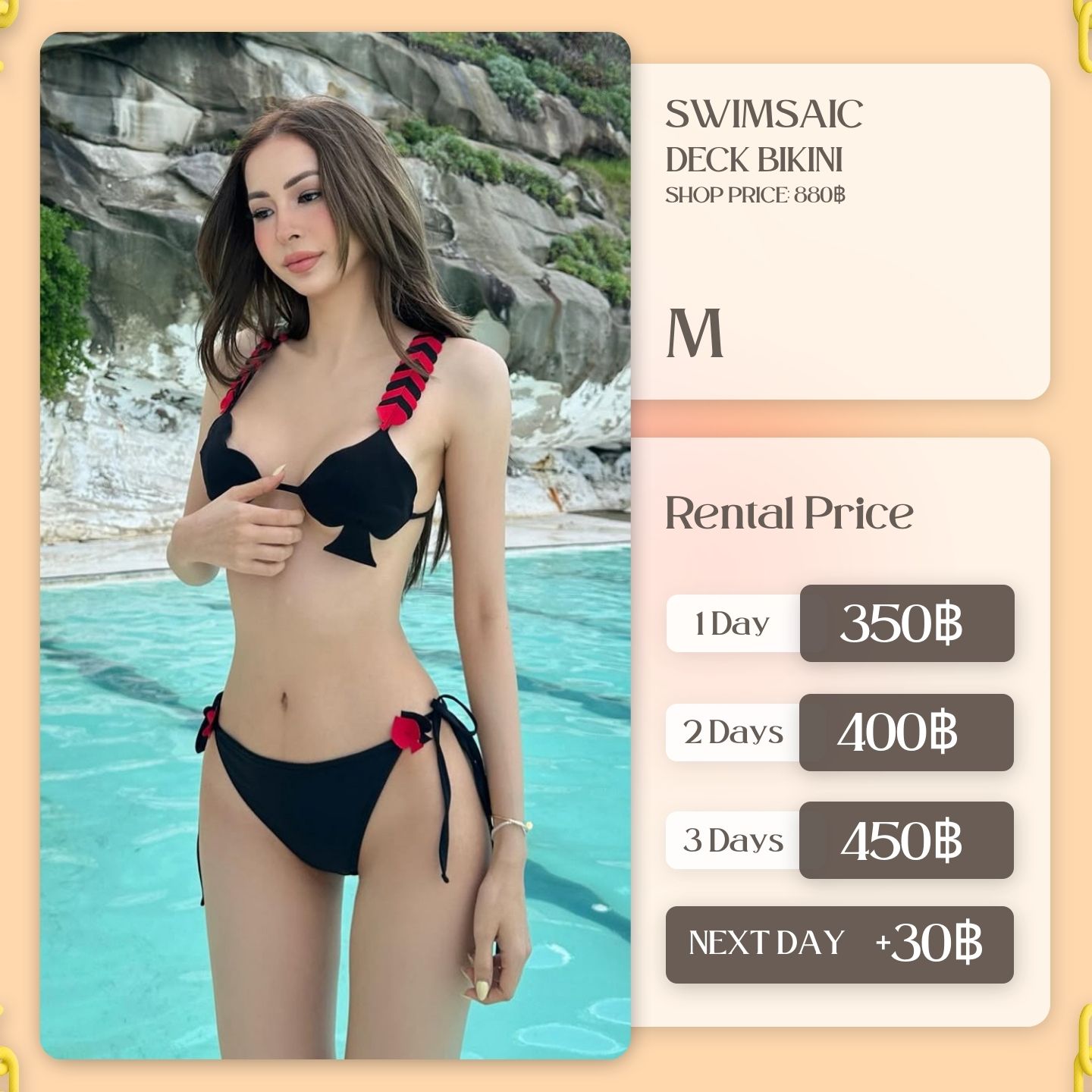 เช่าชุด Deck bikini แบรนด์ Swimsaic สีดำ