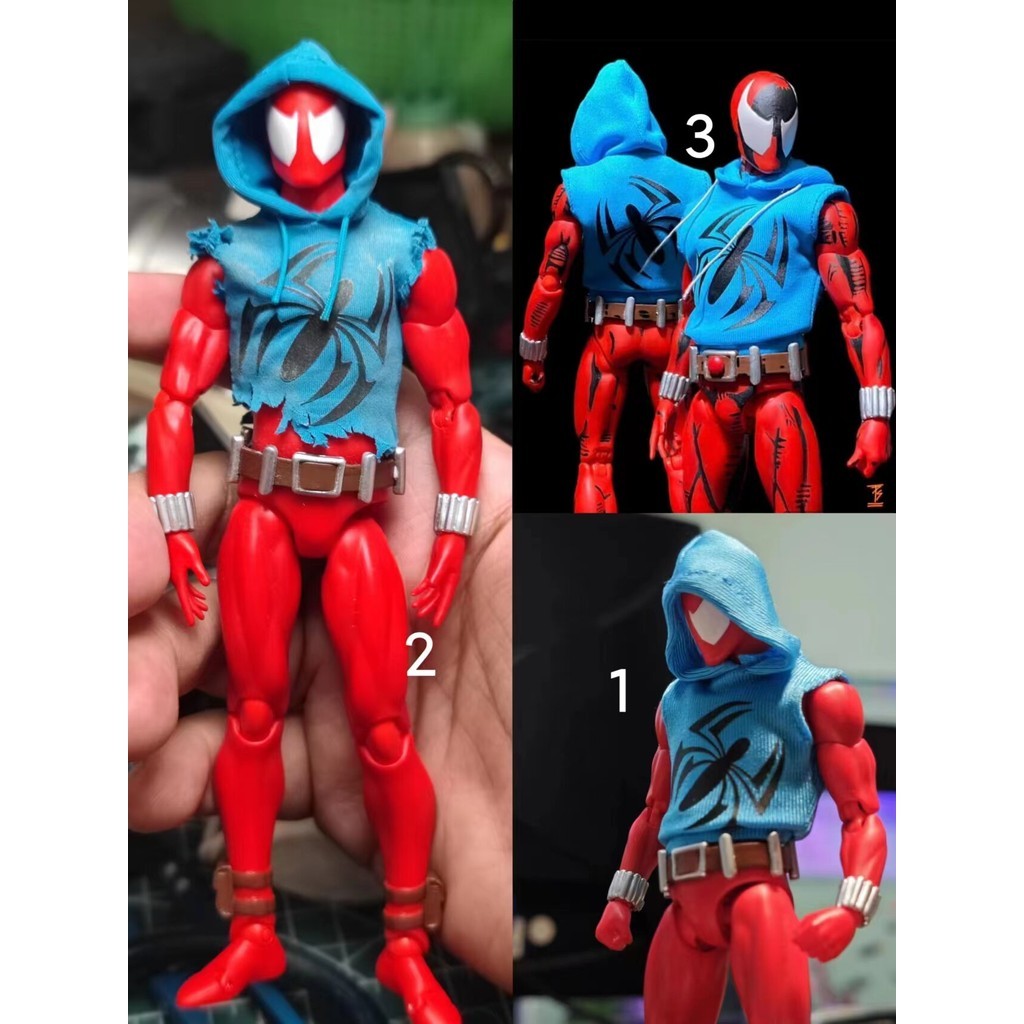 [ระดับไฮเอนด์] พร้อมสต็อก Mafex ML Orangutan Spiderman Vest Hoodie เสื้อผ้าผ้า 1/12 diy Spiderman Self-Modified