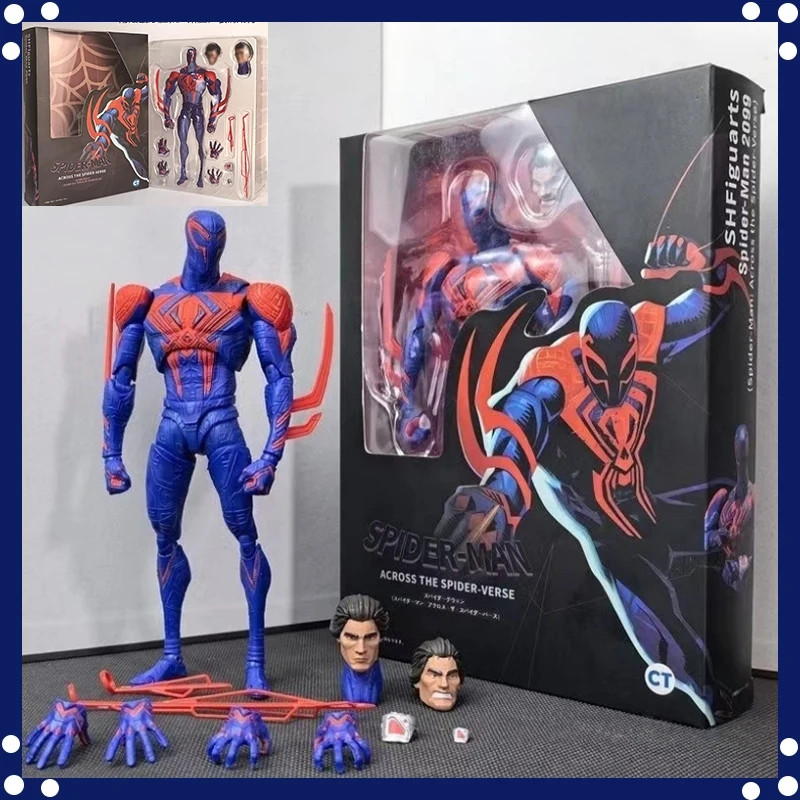 Spiderman 2099 อะนิเมะรูป Spiderman ข้าม Spider-Verse Part One Shf Action Figurine รูปปั้นของเล่นโต๊ะ Decora เด็กของขวัญ