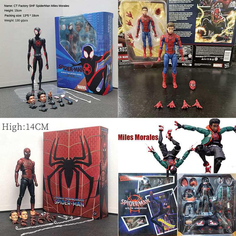 CT ของเล่น Mafex 147 Symbiote Spiderman Movable Joint รุ่น Yamaguchi Spiderman Miles Morales Action Figure ของขวัญ