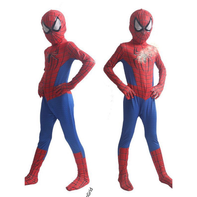 Kids Boy คอสเพลย์ Superhero Spiderman เครื่องแต่งกายชุดวันเกิด Baju Spiderman Budak Lelaki Props กัปตันอเมริกา