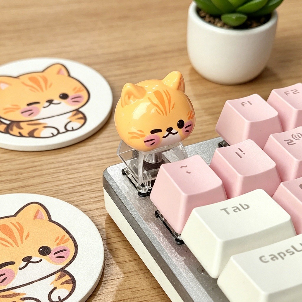 Artisan แมวน่ารัก Keycap MOA Profile เรซิ่น 3D Kitty Keycap สําหรับ Cherry MX Mechanical Keyboard, Kawaii Custom ESC