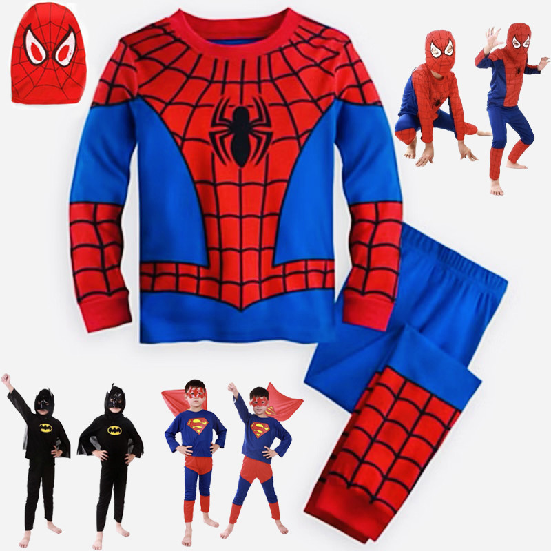 ฮาโลวีนเสื้อผ้าคริสต์มาส Spiderman คอสเพลย์ Boy Tshirt ชุด Superhero เครื่องแต่งกายชุด Zorro Batman Superman Spiderman บอดี้สูท