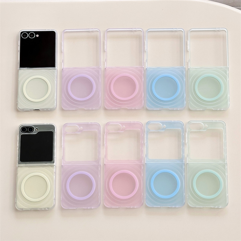 Macaron สีแม่เหล็กชาร์จไร้สายเคสโทรศัพท์สําหรับ Samsung Galaxy Z Flip 8 7 FE 6 4 5 ฝาครอบกันกระแทก