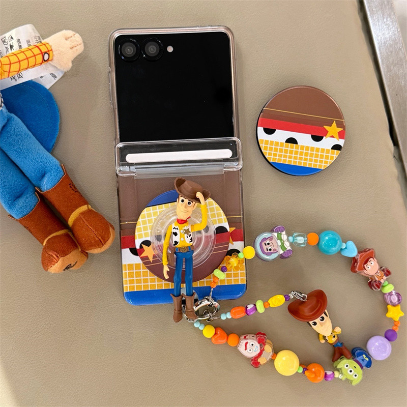 SAMSUNG การ์ตูนToy Story Woodyเคสโทรศัพท์สําหรับSamsung Galaxy Z Flip 7 FE 6 5 4 8 กระเป๋าสตางค์ช่องใส่การ์ดบานพับฝาครอบป้องกัน