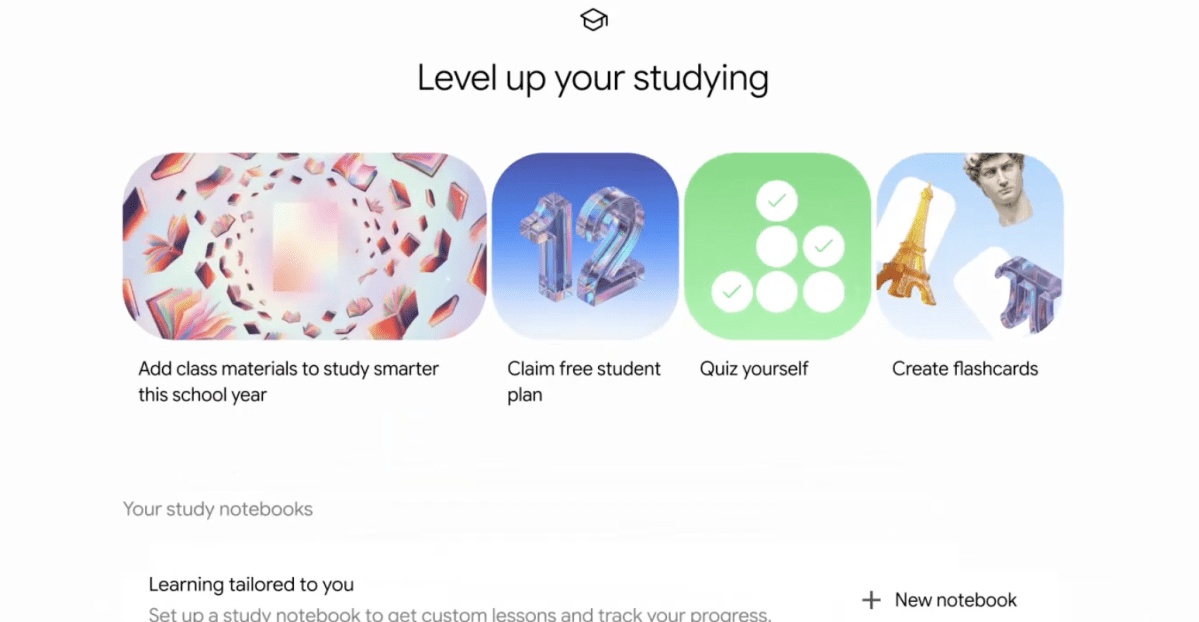 Google Gemini เปิด Student Hub ใหม่ ช่วยนักเรียนจัดโน้ต สร้าง flashcards และตรวจงานด้วย Lens