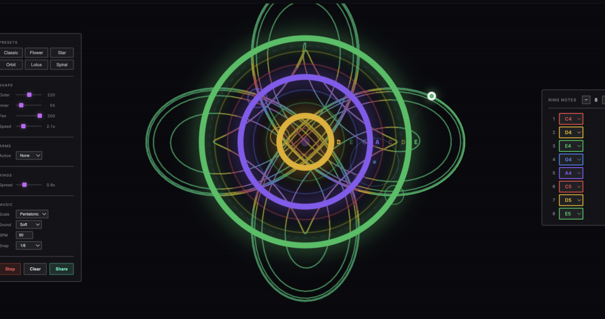 Musical Spirograph: วาดลวดลายเสียงดนตรีในเบราว์เซอร์