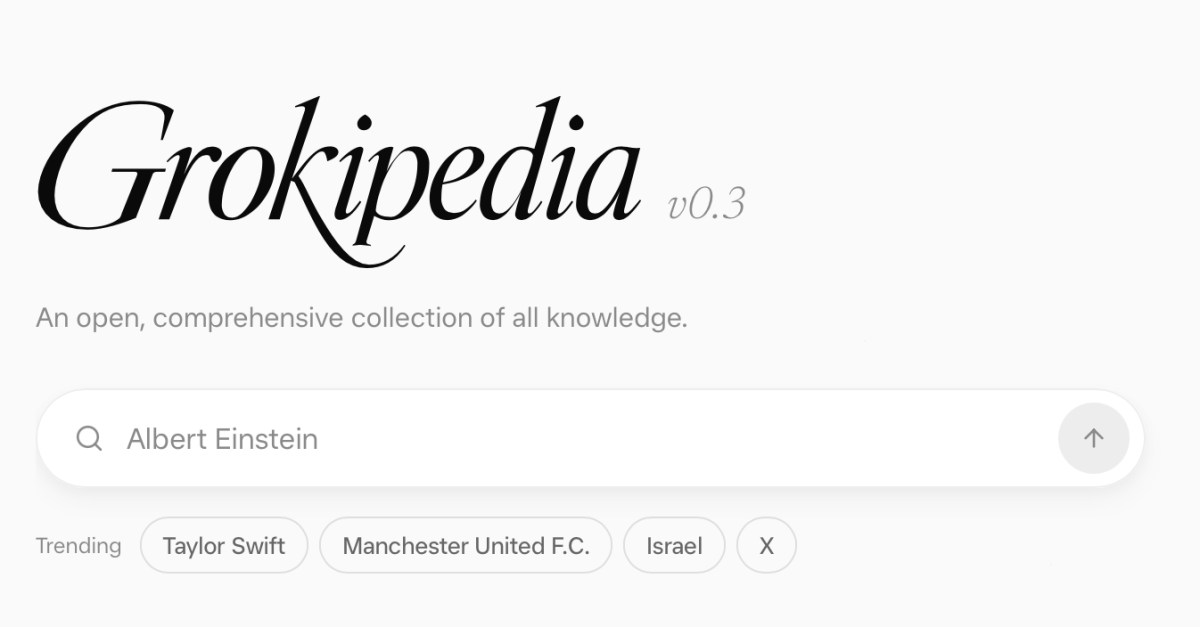 Grokipedia ของ Elon Musk ปรับดีไซน์ใหม่ในรุ่น v0.3